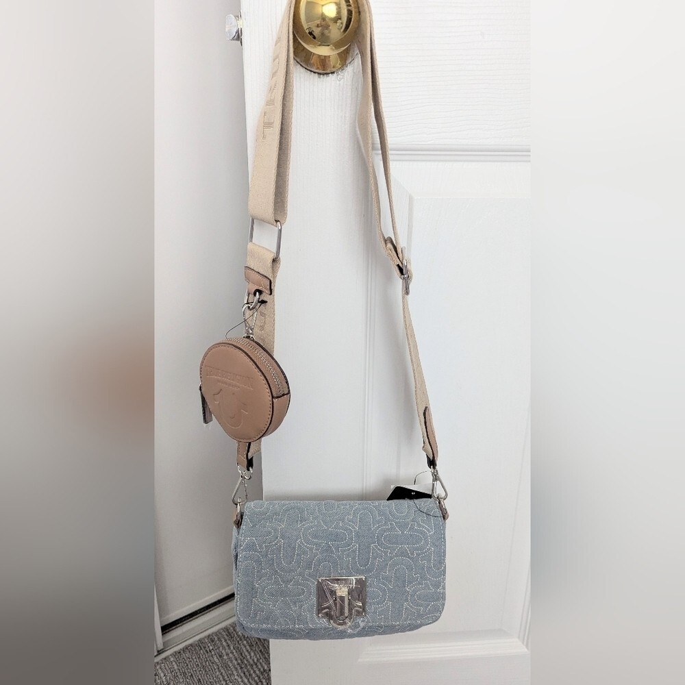 BNWT - True Religion Denim Quilted Crossbody or Shoulder Bag with Change Purse